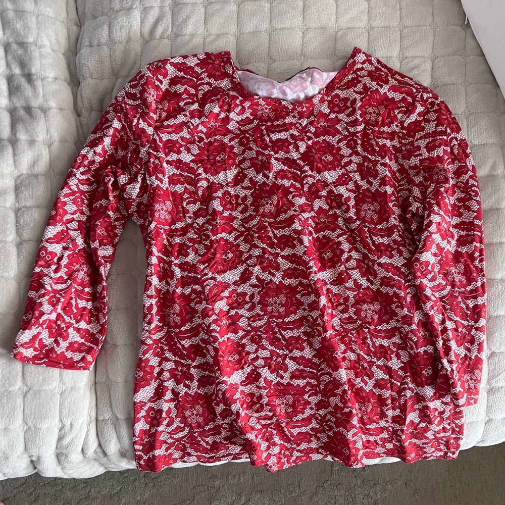 J. McLaughlin Red floral top
